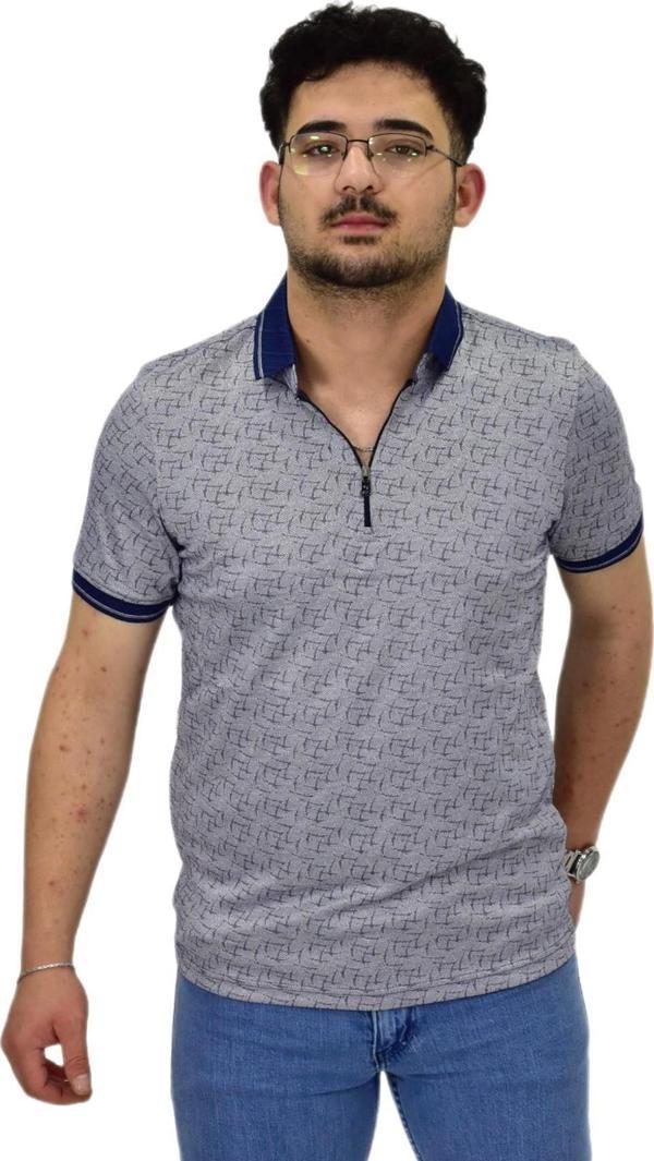 Erkek Polo Yaka Fermuarlı Merserize Jakarlı Tişört 7630 BGL-ST04538 - Image 1
