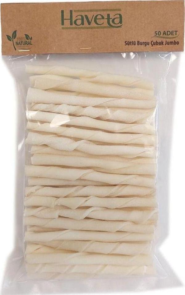 Haveta Pet Burgu Çubuk Jumbo Sütlü 50 Adet - Image 1