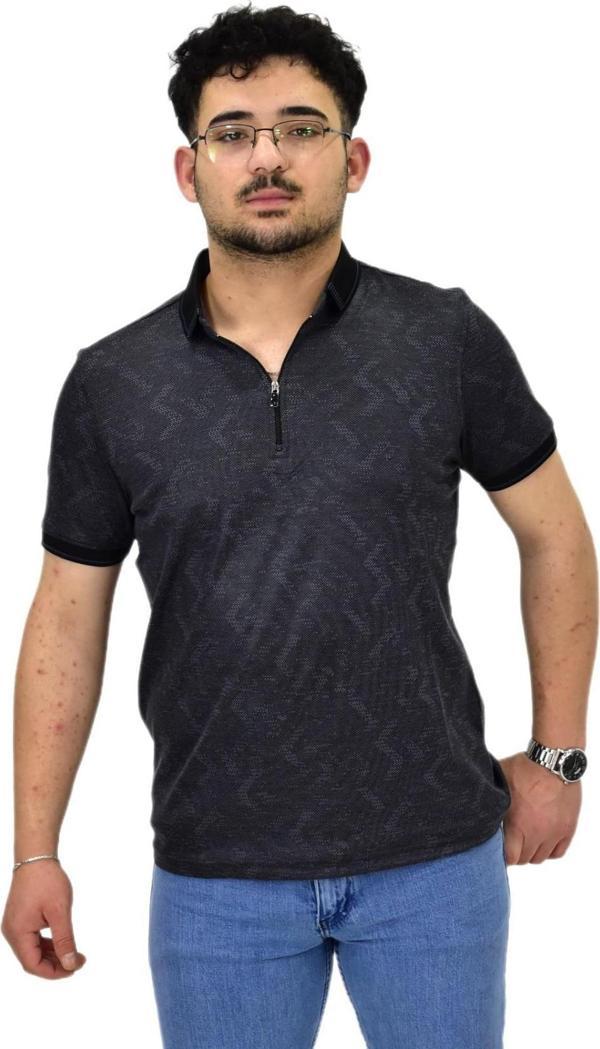 Erkek Polo Yaka Fermuarlı Merserize Jakarlı Tişört 7570 BGL-ST04536 - Image 1