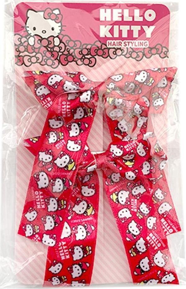 Hello Kitty Lisanslı 2'li Büyük Pembe Fiyonk Toka - Image 1