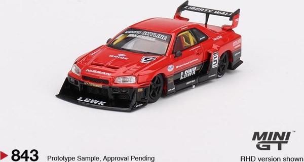 Mini GT Nissan LB-ER34 Super Silhouette SKYLINE Red/Black 843 - Image 1