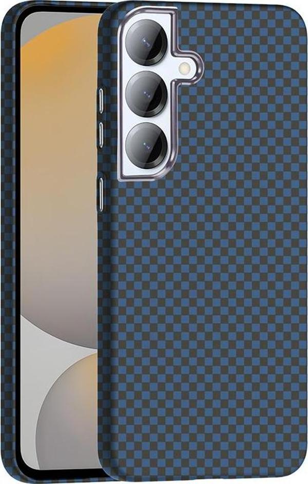 Galaxy S25 Kılıf M-safe Şarj Özellikli Karbon Fiber Görünümlü Zore Gros Kapak Lacivert - Image 1