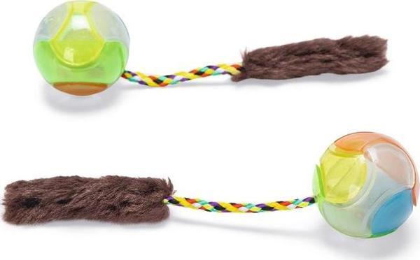 Beeztees Kedi Oyuncağı, Kuyruklu Top, 2 Adet,  Çeşitli Renklerde, 18x4,5x4,5cm - Image 1
