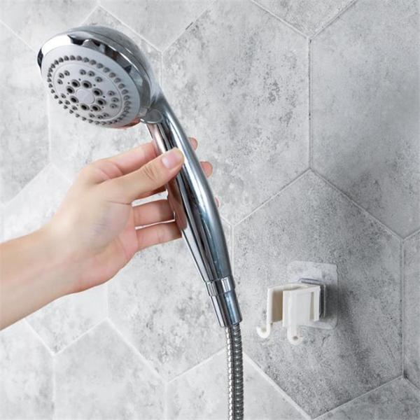 Banyo Dekoru için Yapışkanlı Çift Askılı Lif Tutucu 2 Kademe Duş Başlığı - Image 1