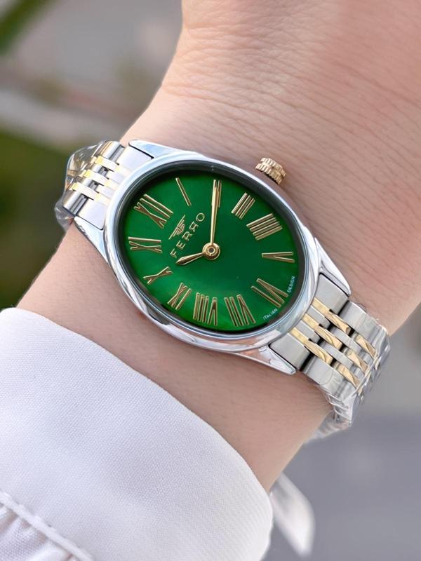 Ferro Çelik Kordon Oval Kasa İTALIAN DESIGN 2 Yıl Garantili Kadın Kol Saati+Bileklik EFL40145-M6 - Image 1