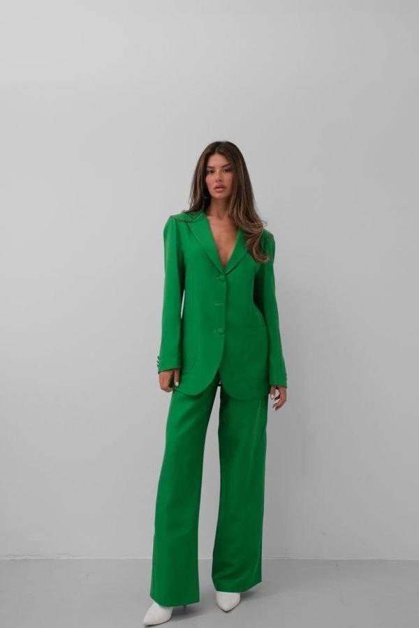 Bel Katlamalı Pantolon Blazer Ceket Takım - Image 1