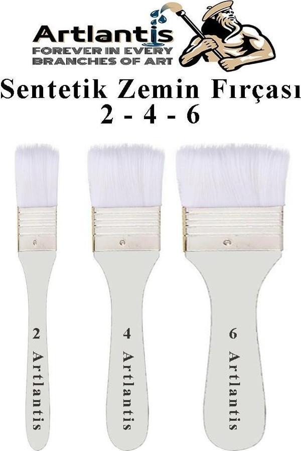 Beyaz Saplı 3 lü Sentetik Zemin Fırçası 1 Paket 2 4 6 Numara Beyaz Zemin Fırçası Yağlı Boya Akrilik Boya Badana Guaj - Image 1