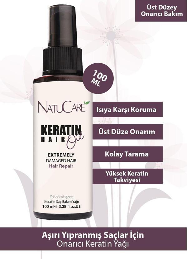 NatuCare Aşırı Yıpranmış Saçlar İçin Keratin Bakım Yağı 100ML - Image 1