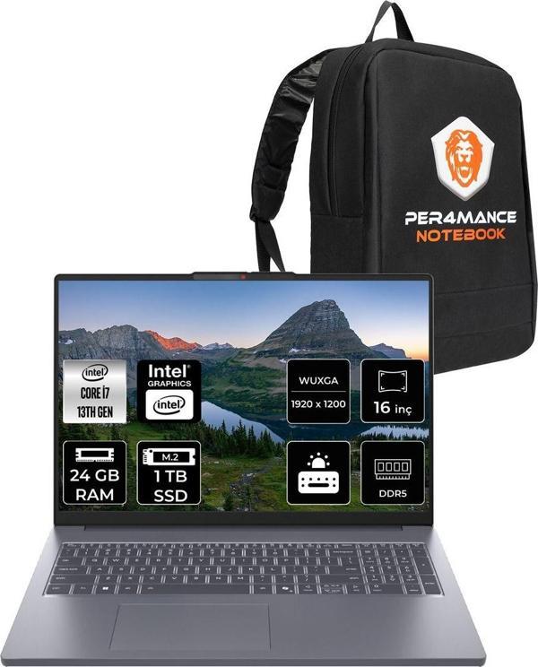 IdeaPad Slim 3 i7 13620H 24GB DDR5 1TB SSD 16'' IPS WUXGA FDOS Dizüstü & PER4 ÇANTA - Image 1