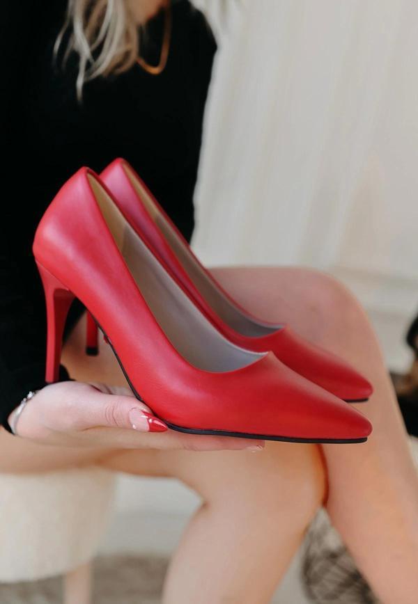 Jilya Kırmızı Cilt Stiletto Ayakkabı - Image 1