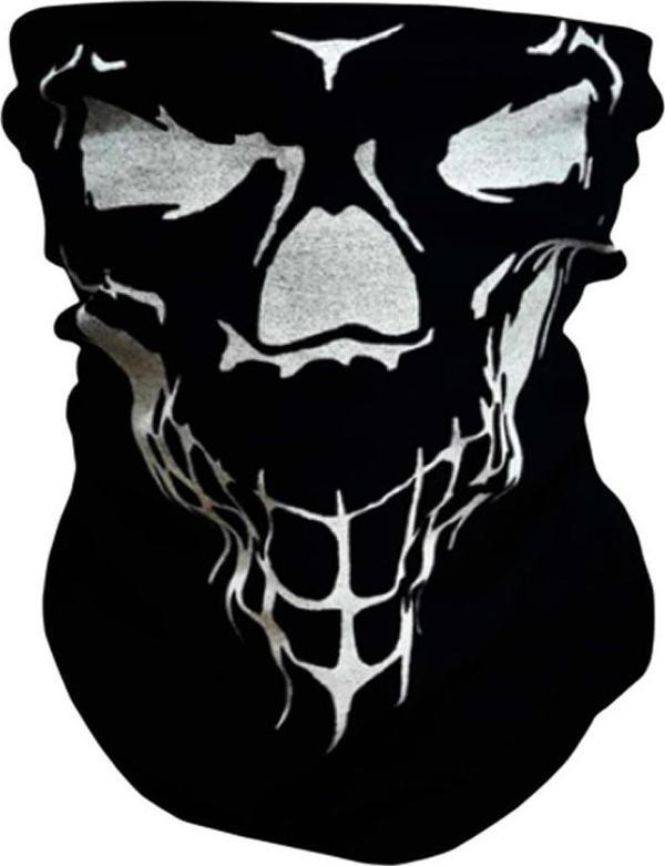 Buff (Bandana) Yüz Maskesi Kuru Kafa Baskılı Siyah - Image 1
