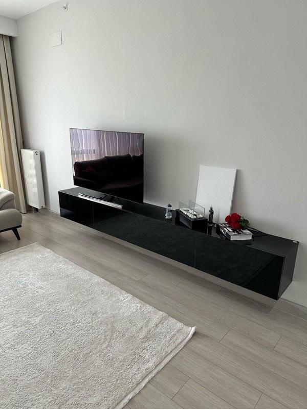 Milas Tv Ünitesi Tv Sehpası Highgloss Parlak Siyah 240 Cm - Image 1