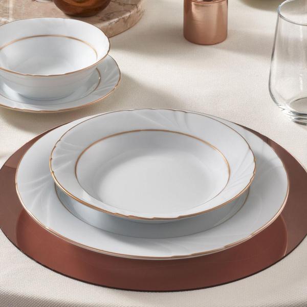 GÜRAL PORSELEN Soprano 6 Adet 19 Cm Çukur Yemek Tabağı Mat Altın Yaldız - Image 1