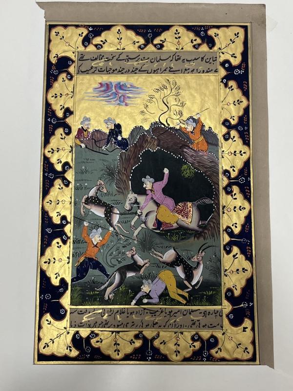 Altın Çağ'da Av Sanatı Adlı El Yapımı Minyatür Resim 30x18,5 cm - Image 1