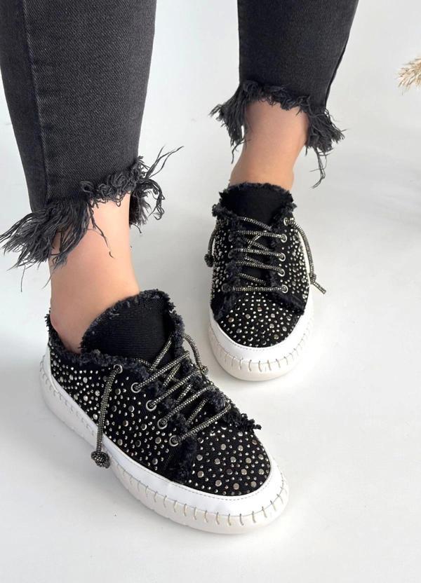 Guja Siyah Kot Bağcıklı Spor Ayakkabı - Image 1