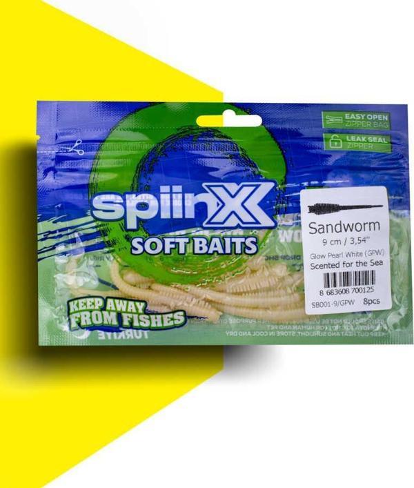 SPIINX SANDWORM SİLİKON 9CM 8P GLOW PEARL WHITE - Image 1
