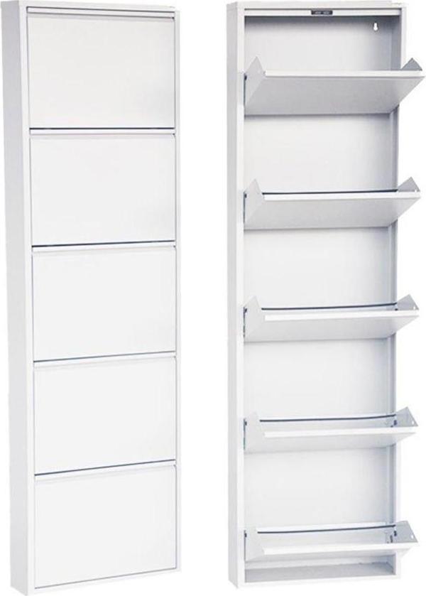 Mobilyapratik 5 li Metal Ayakkabılık - Beyaz - Image 1