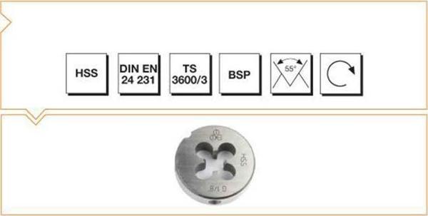 Makina Takım G1/4" HSS DIN EN 24 231 Whitworth Boru Vidalı Pafta Lokması-MTE B00110081316 - Image 1