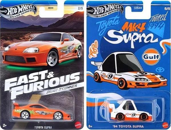 2 Araç Toyota Supra Set - Brian O'conner Toyota Supra - Turuncu & 94 Toyota Supra Gulf Tooned (1/64) - Image 1