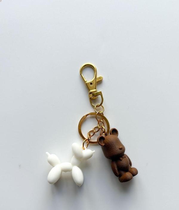Sin İstanbul Balloon Dog-Bearbrick Gold Zincir Anahtarlık, Çanta Süsü - Image 1