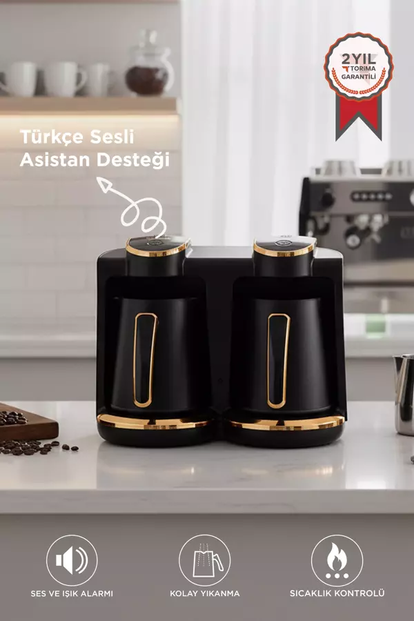 Torima 202 Double Sesli Komut Türk Kahvesi Makinesi 250ml+250ml 8 Fincan Kapasiteli - Image 1