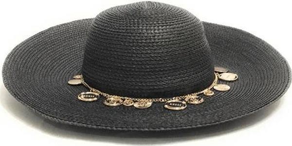 Guess Kadın Siyah Charm’lı Geniş Kenarlı Şapka - Image 1