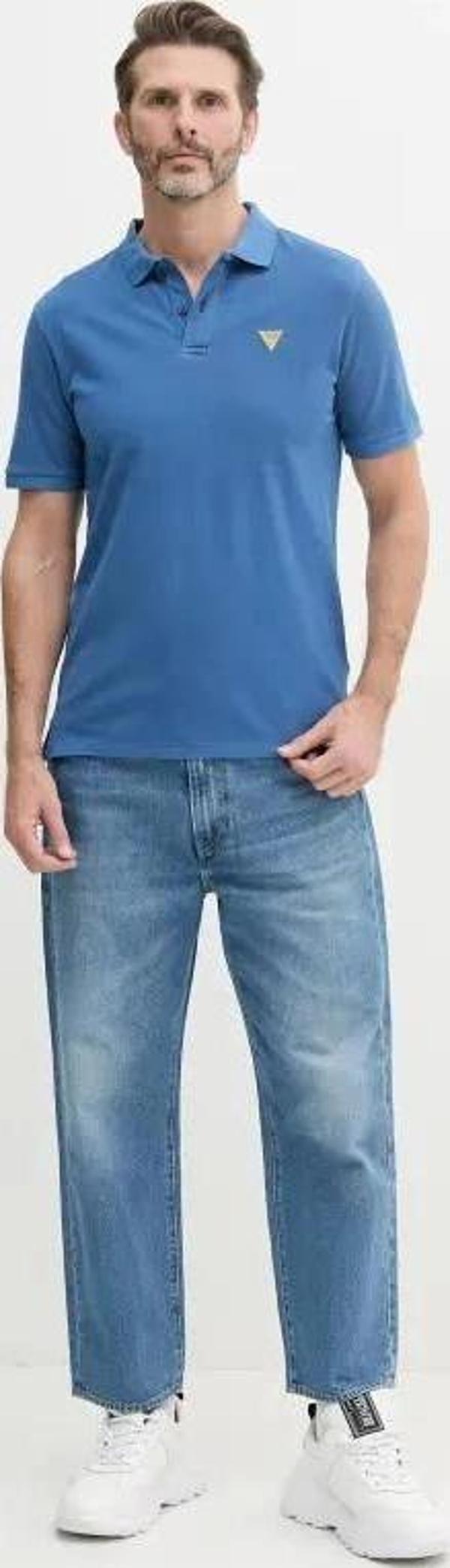 Guess Erkek Lacivert Basic Polo Tişört - Image 1