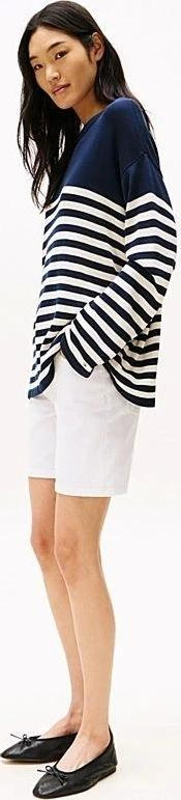 Tommy Hilfiger Kadın Beyaz Orta Bel Kot Şort - Image 1