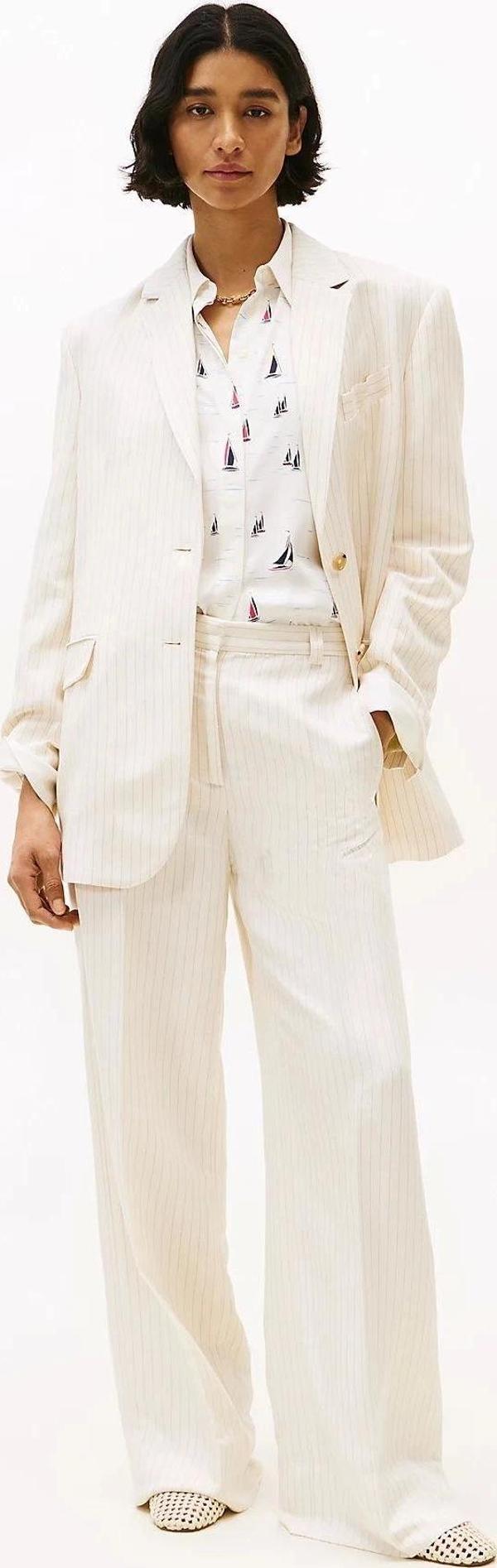 Tommy Hilfiger Kadın Ketenli Geniş Paça Pantolon - Image 1