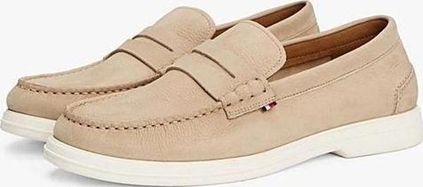 Tommy Hilfiger  Erkek  Bej Deri Logolu  Loafer - Image 1