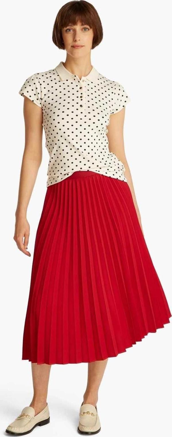FLUID PLEATED PULL ON MIDI SKIRT - Image 1