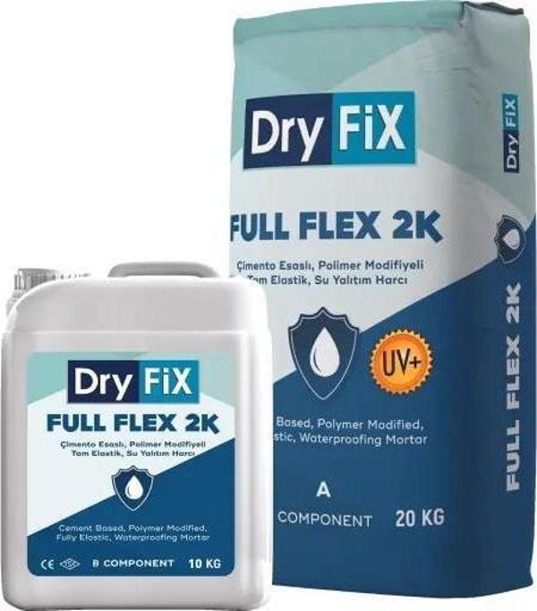 DryFix Full Flex 2K Uv Çimento Esaslı Uv Dirençli Tam Elastik Su Yalıtımı 30 Kg Set - Image 1