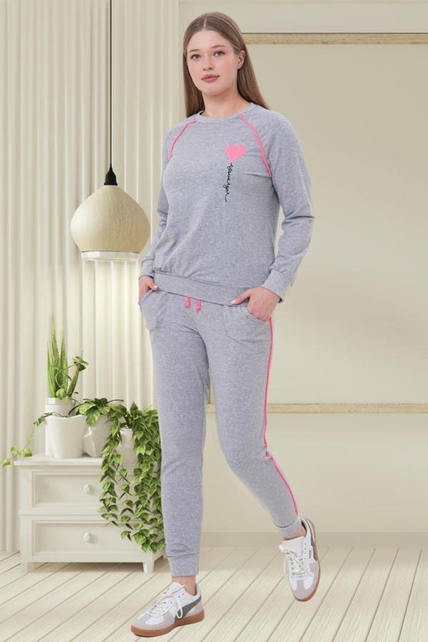 Mecit 6200 Bayan Gri Spor Uzun Kollu Pijama Takımı - Image 1