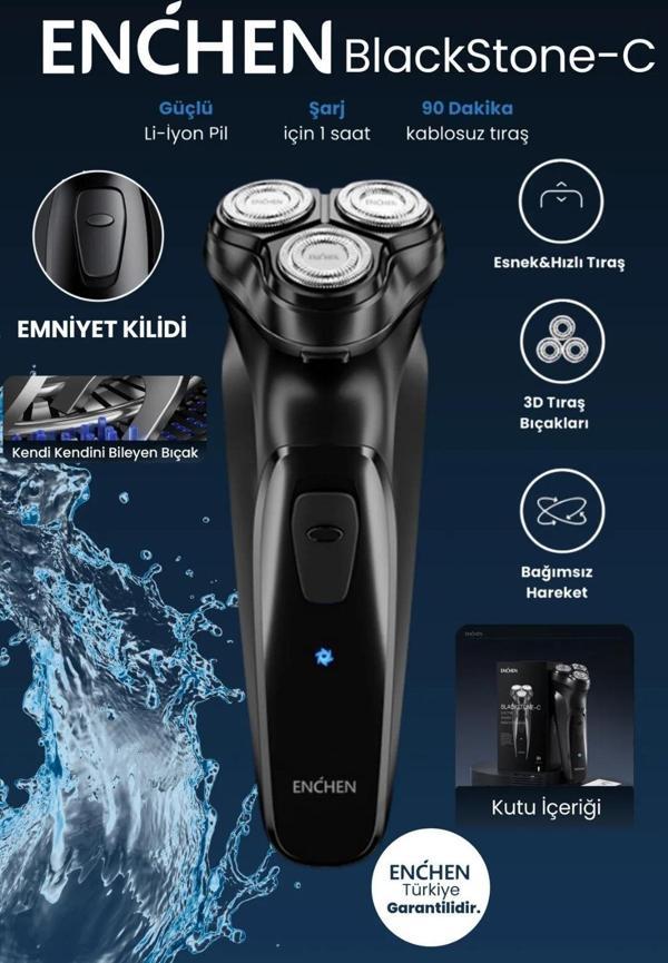 Enchen Blackstone-C Siyah Çift Yönlü Kavisli Bıçaklı Şarjlı Tıraş Makinesi - Image 1