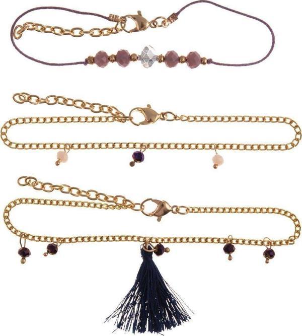 Kadın 3 Lü Bileklik Seti Zirkon Taşlı ve Püskül Detaylı - Image 1