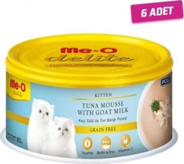 6 Adet - Meo Delite Tahılsız Keçi Sütlü Ve Ton Balıklı Yavru Kedi Konservesi 80 Gr - Image 1