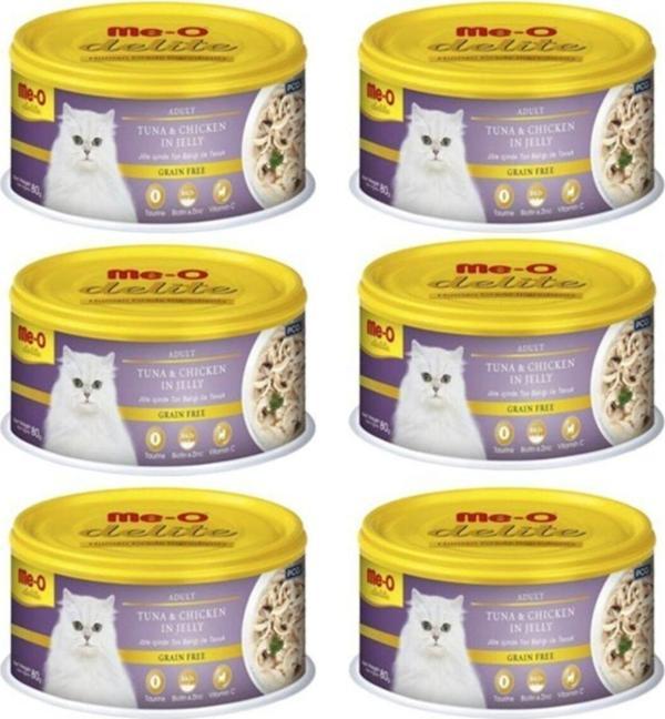 Delite Jöle Içinde Ton Balığı Ve Tavuklu Konserve Kedi Maması 80 Gr X 6 Adet - Image 1