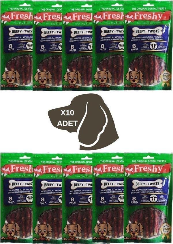 Beefy Twists - 10'lu Set - 80 Adet Gerçek Dana Etli Natural Burgu Çubuk - Image 1