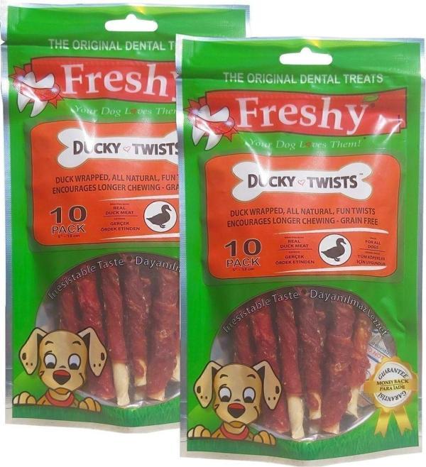 Ducky Twist Sticks - Ikili Set - Ördek Eti Kaplı Deri Burgu Çubuklar - 180 Gram - 20 Adet - Image 1