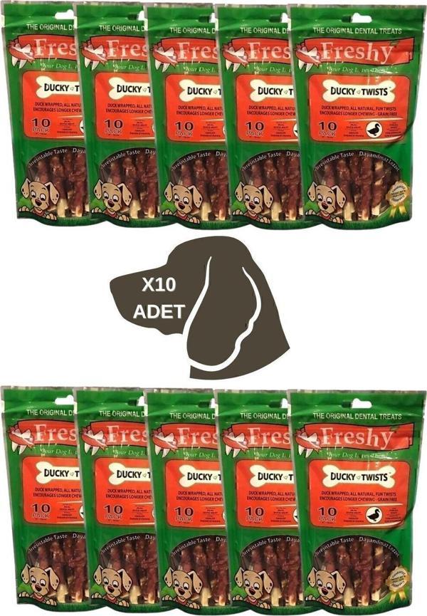 Ducky Twists - Ördek Kaplı Sütlü Burgu Köpek Ödülü 90 Gr-10 Çubuk 10lu Paket - Image 1