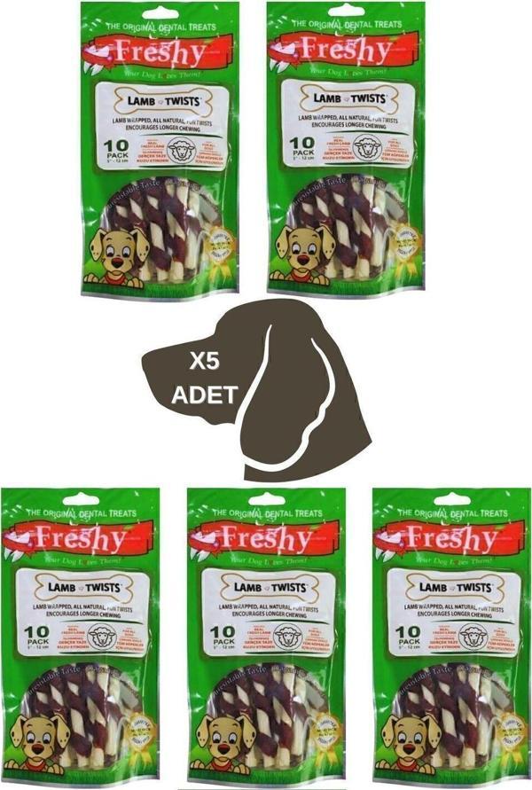 Lamb Twists - Kuzu Kaplı Sütlü Burgu Köpek Ödülü 90 Gr-10 Çubuk 5li Paket - Image 1