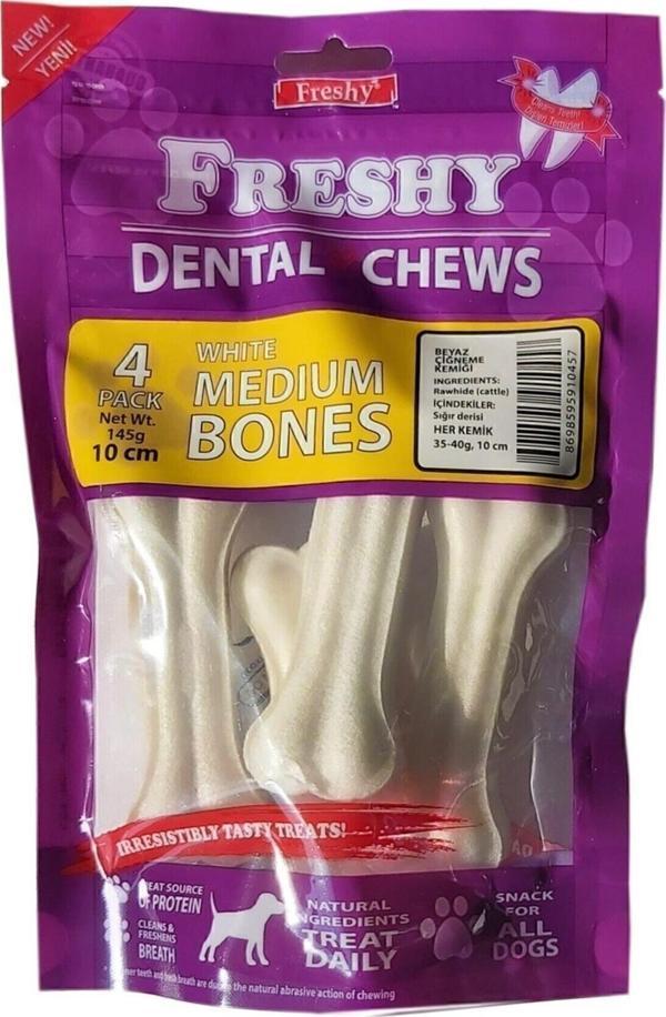 Orta Boy Beyaz Dental Pres Kemik 10 Santim 4 Inç 4'lü Paket Toplam 145 Gram - Image 1