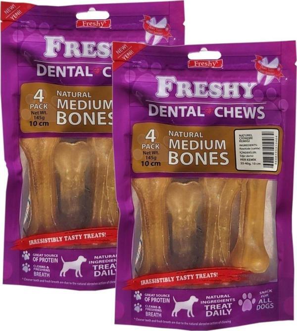 Orta Boy Natürel Dental Pres Kemik - 10 Santim (4 Inç) - 8'li Paket - Toplam 290 Gram - Image 1