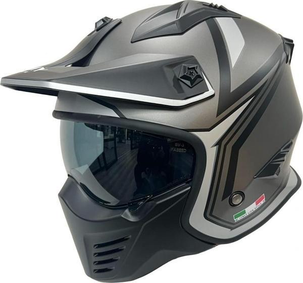 Sway Sw726x Modüler Kask Tokyo Mat Tıtanıum Beyaz Siyah - Image 1