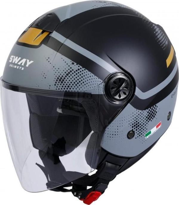 Sway Sw715 Yarım Yazlık Kask Gemını Siyah Sarı - Image 1