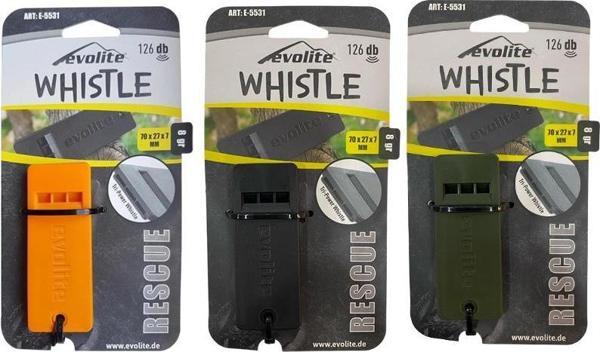 3 ürün Evolite Rescue E-5531 126 Db Deprem Düdüğü Haki Yeşil+Siyah+Turuncu - Image 1