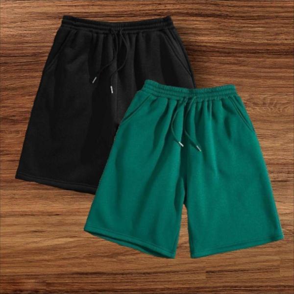 2 li Unisex  Düz Renkli Penye Şort - Image 1