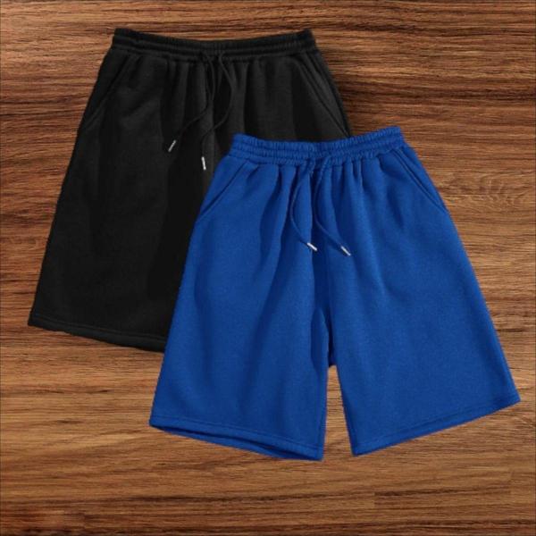 2 li Unisex  Düz Renkli Penye Şort - Image 1
