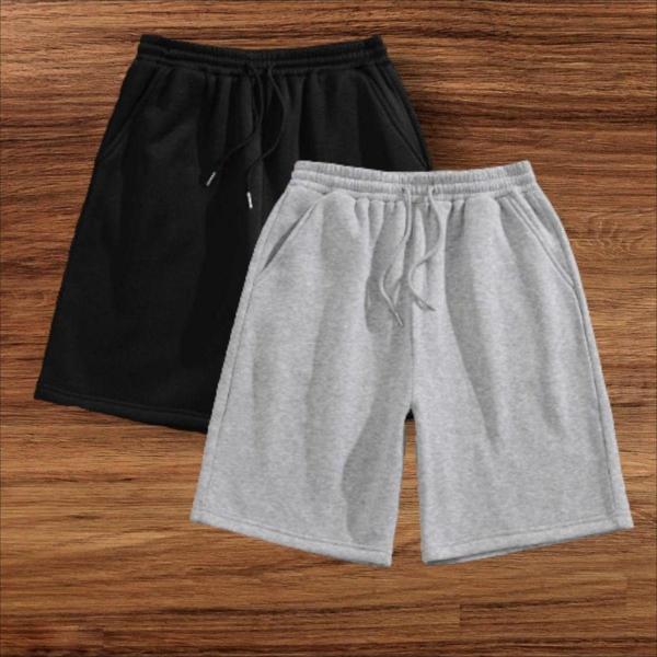 2 li Unisex  Düz Renkli Penye Şort - Image 1