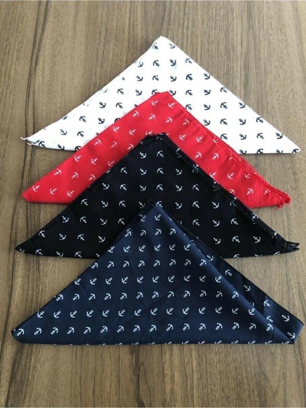 Pamuklu 4 Adet Çapa Desenli Bandana 4 Farklı Renk Pamuklu Kumaş - Image 1